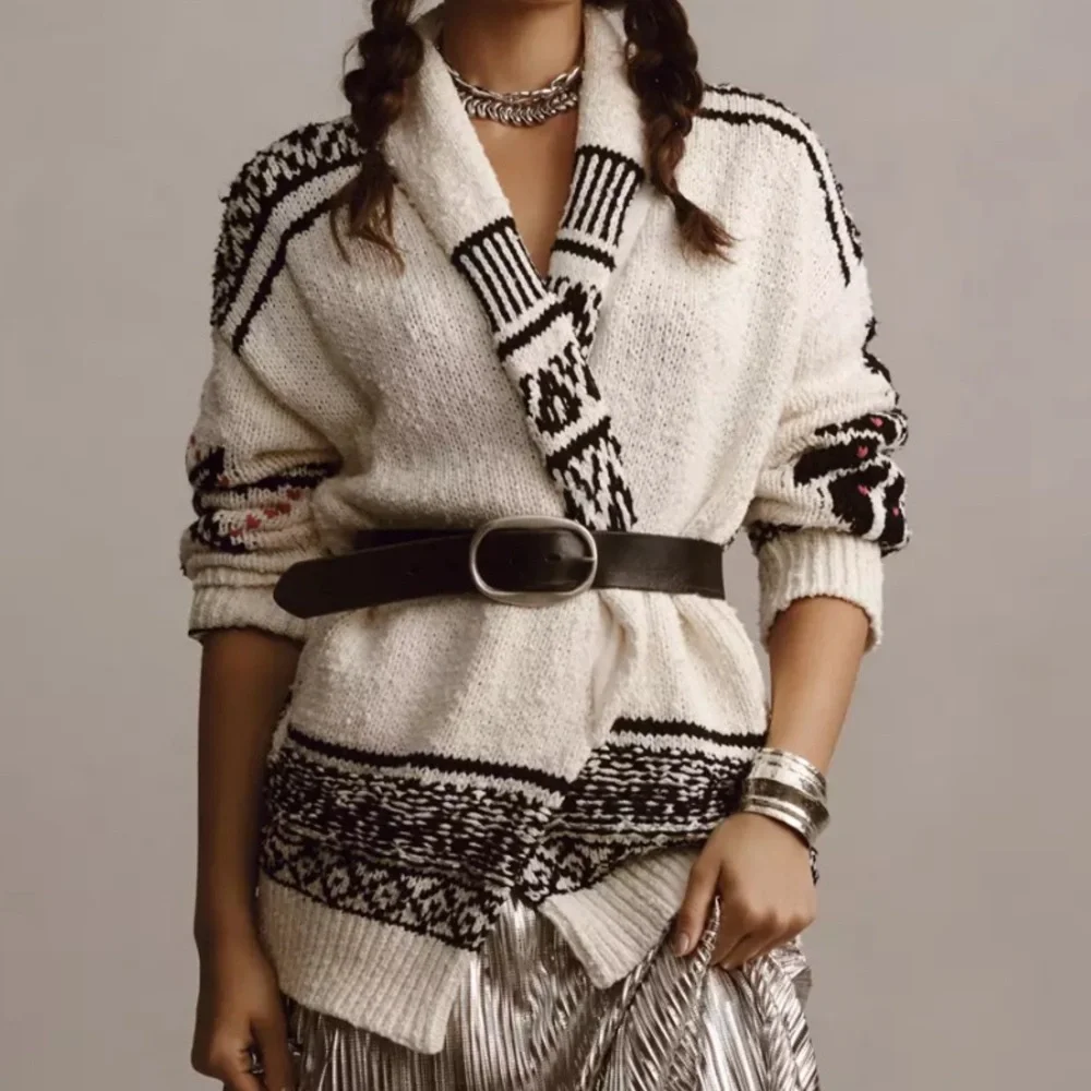 Pilcro by Anthropologie Slouchy Waves Oversized Cardigan Sweater M/L - Picture 2 of 7